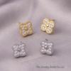 Classic Four-Leaf Clover Stud Earrings with Full Diamond Inlay, 925 Needle, and Exquisite Design.