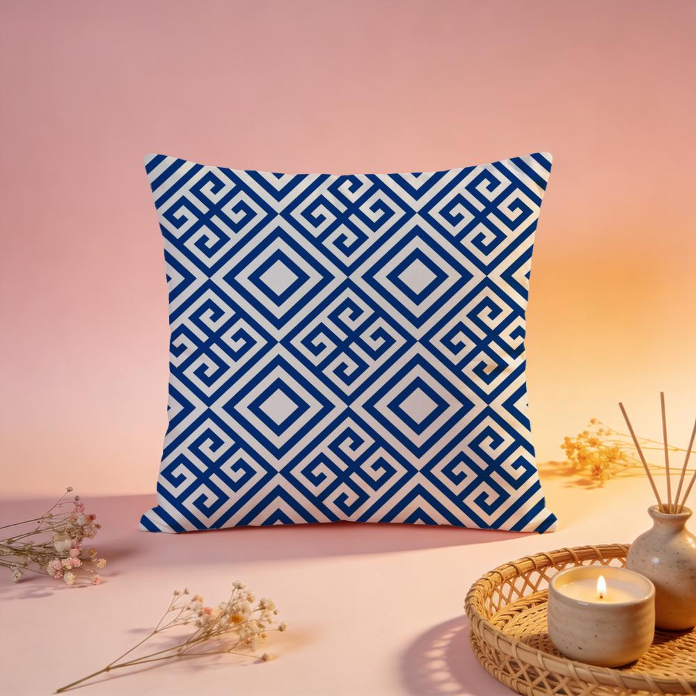 Classic Ethnic Meander Art Cushion Cover Comfortable Durable Pillow Cover MultiScene for Home Office Car Sofa