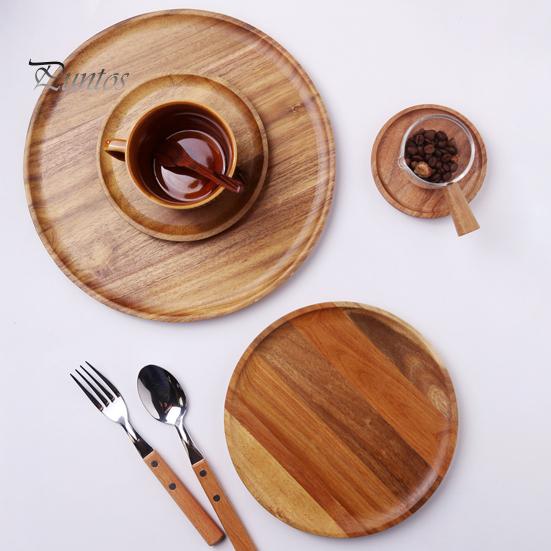 Деревянная подставка для торта и фруктов, круглый декоративный поднос для журнального столика с приподнятыми краями, кухонное сервировочное блюдо для вечеринок