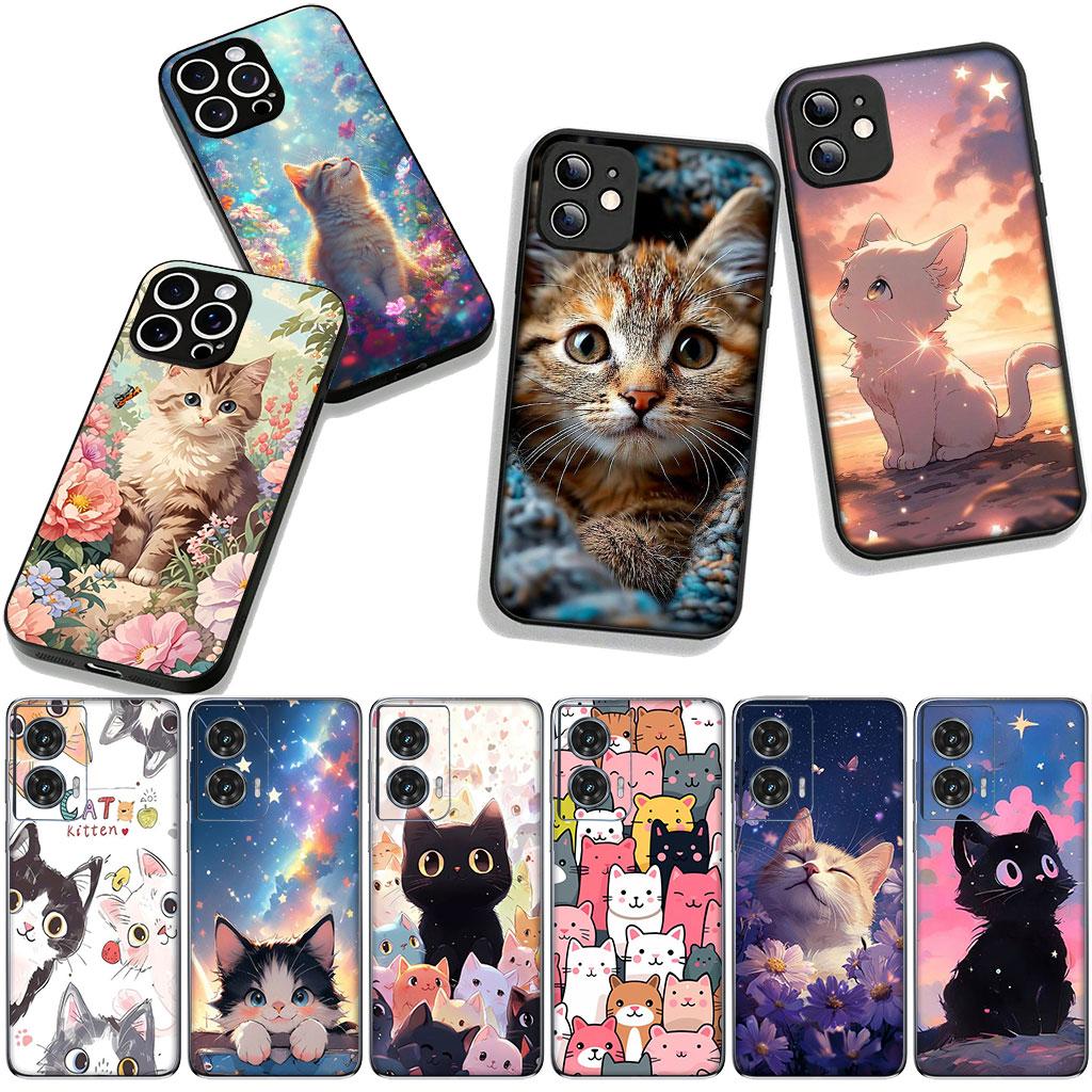 Мультяшный котенок Кошачьи глаза Милый чехол для телефона для Apple iPhone 16 15 14 Plus 13 12 Mini 17 Pro Max + ProMax 16E Air Case