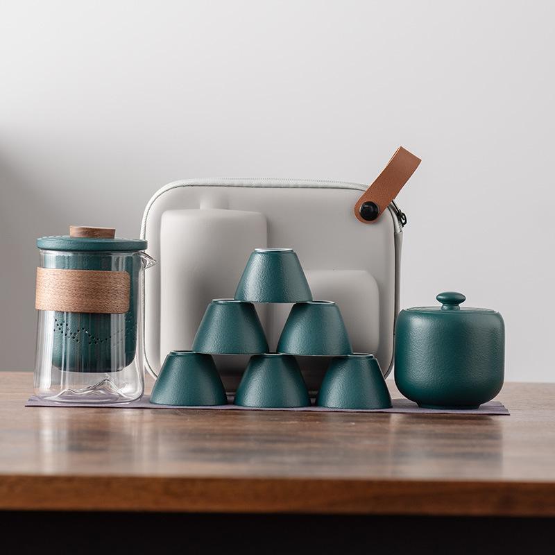 Travel tea set, business gift, glass outdoor pot 2346 ceramic express cup, teapot