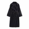 Kaslead New Arrival Women's Clothing Fashion Style Fashion Minimalist Loose with Belt Double Breasted Long Overcoat Outerwear