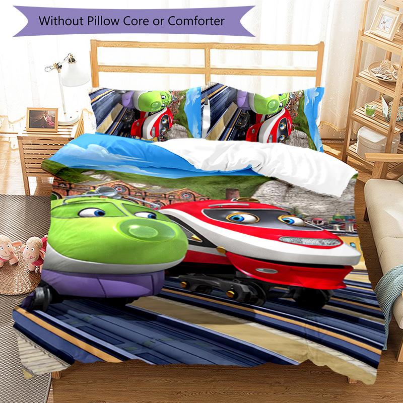 3pcs Chuggington pattern bedding set duvet cover set includes duvet cover &pillowcases, perfect all season bedroom decoration & gift