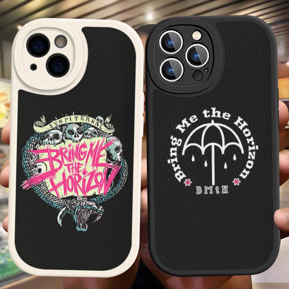 B-Принеси М-Мне Б-BMTH Г-Горизонт Кожаный Чехол Для Телефона Для IPhone 16 15 14 13 12 11 Pro Max Plus Ударопрочный Чехол