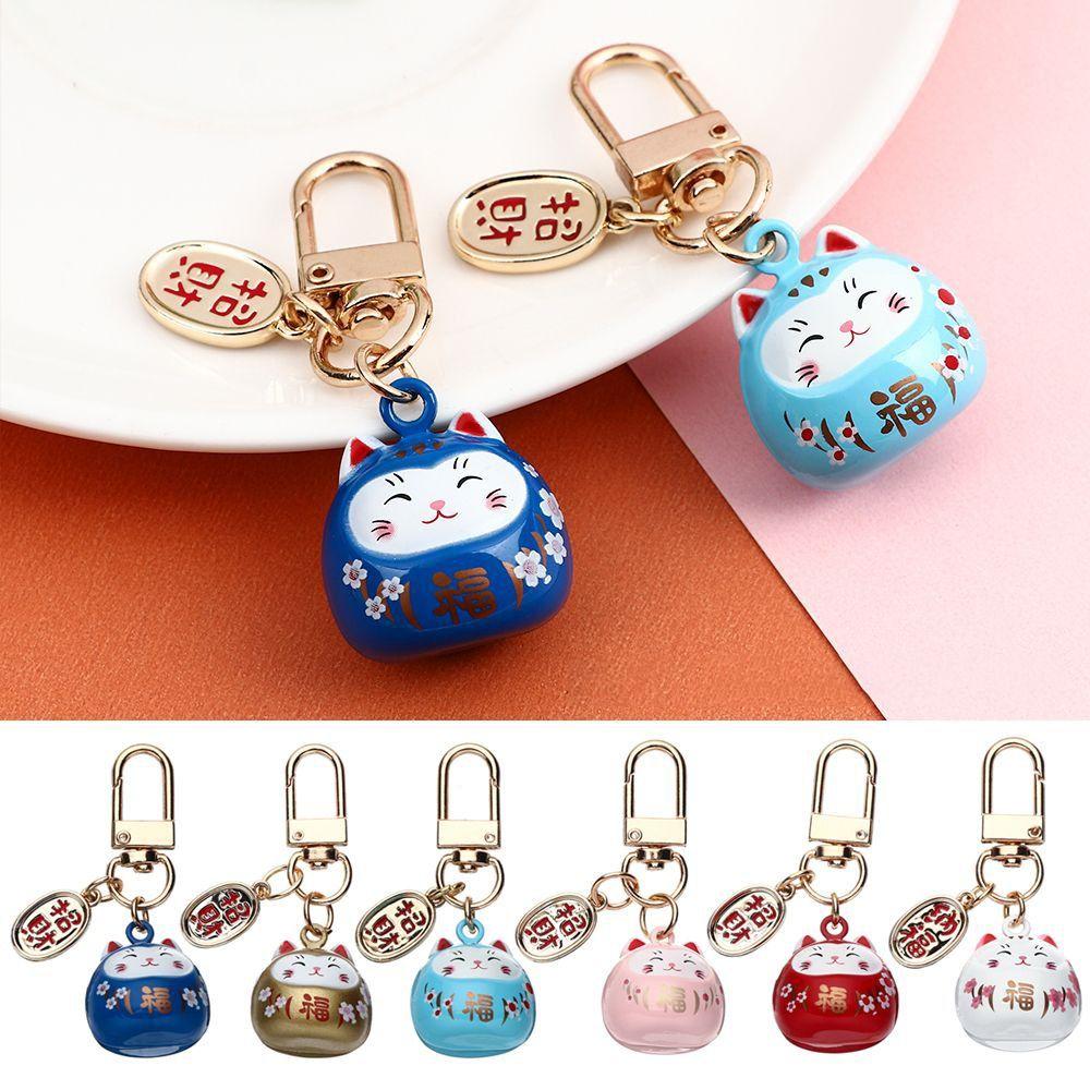 Fashion Cartoon Cat Pendant Anti-lost Car Key Ring Japanese Lucky Cat Keychains Ornaments Gifts