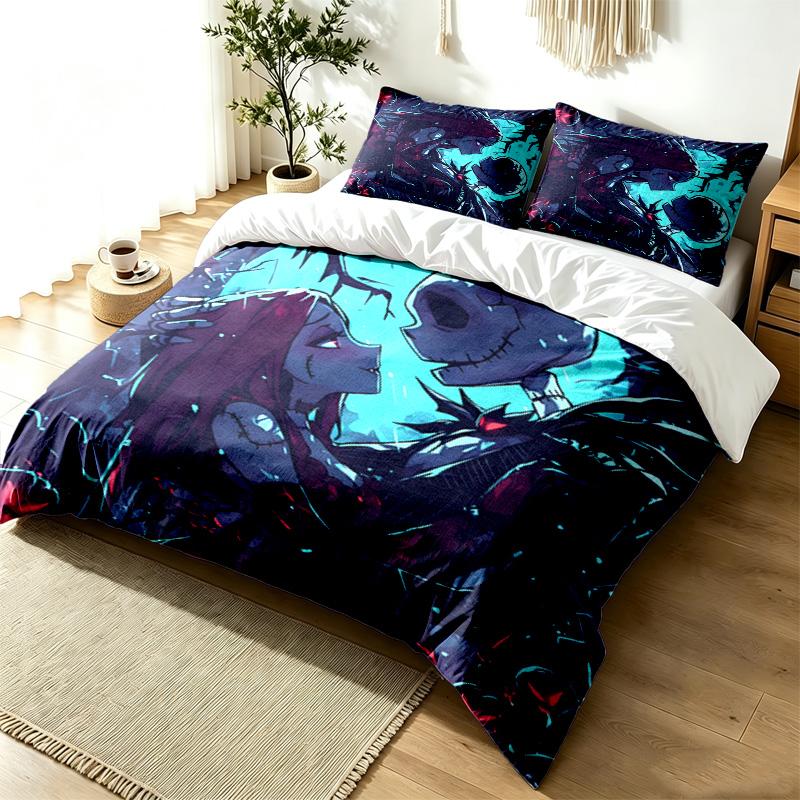 Jack with sally 3pc Duvet Cover Set Simple Modern Bedding Set Wrinkle Resistant Soft Fabric All Season Use a perfect gift