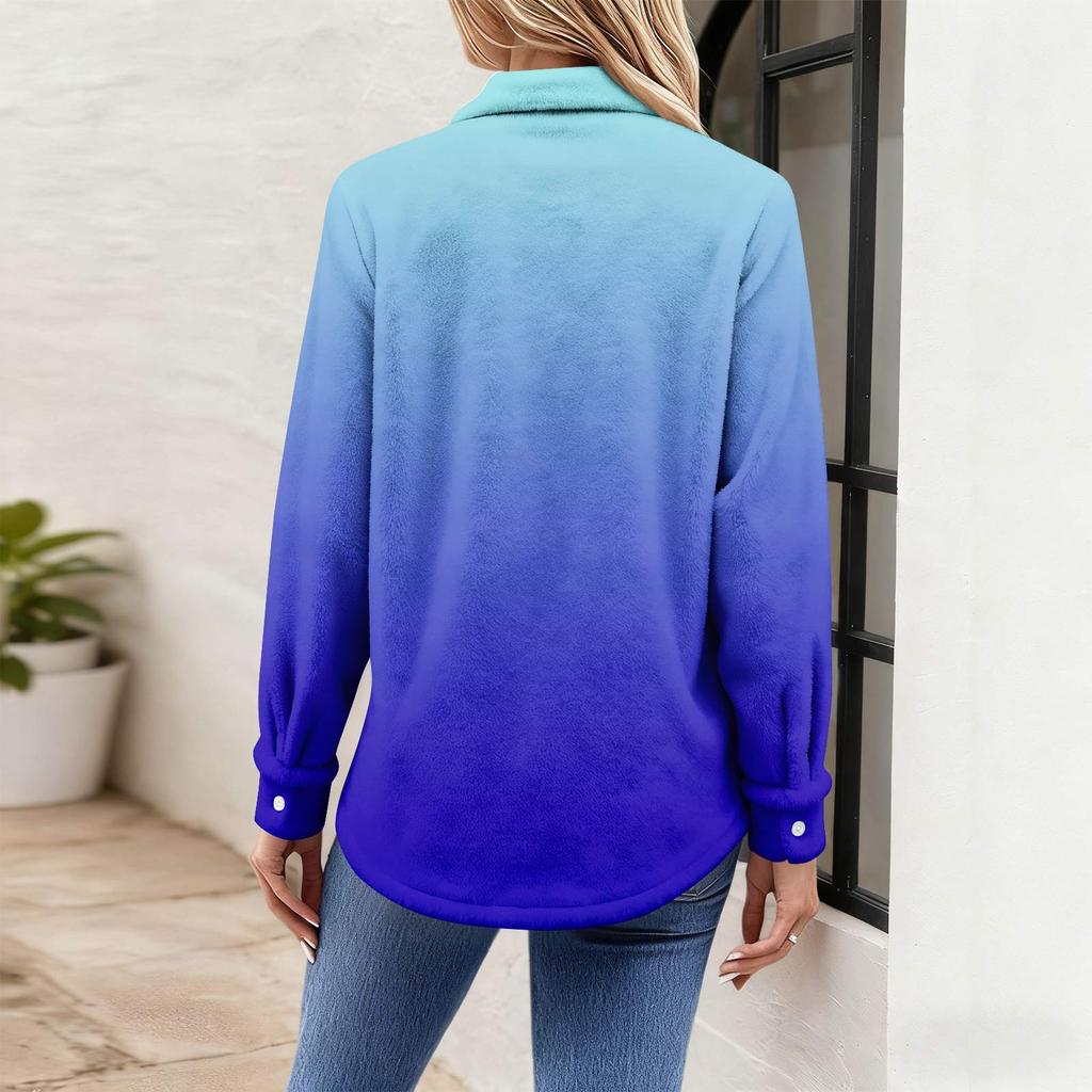 Женская рубашка-блузка с принтом и пуговицами, длинный рукав, повседневный базовый рубашечный воротник, обычный топ