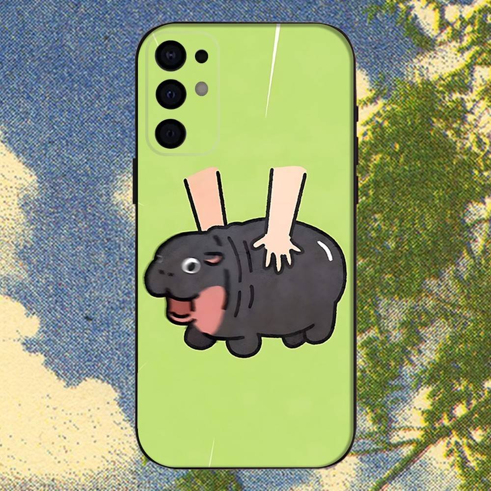 Чехол для телефона Moo Deng Hippo для Samsung S25, S24, S21, S22, S23, S30, Ultra, S20, Plus, Fe, Lite, Note, 10, 9, 5G Черный