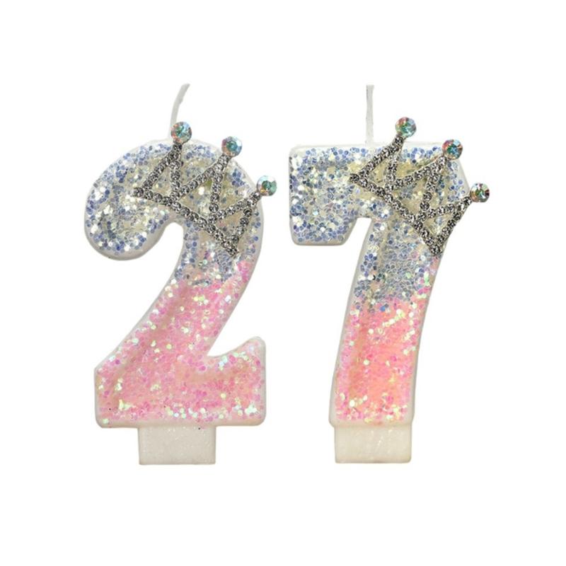Birthday Candle Pink Crown Number Cake Candle,Birthday Cake Toppers Cupcakes Decorations Anniversary Celebrations Supplies