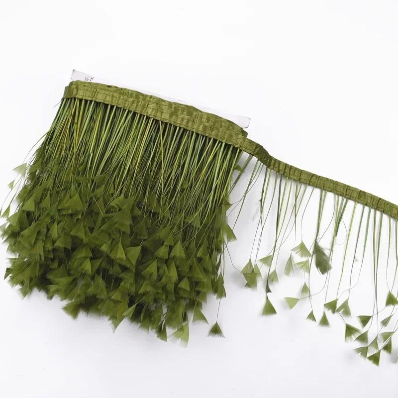 2Meters Colored Turkey Feathers On Tape Tassel Fringe Trim Decoration White Black Ribbon Sewing Dress Flecos Handicrafts Decor