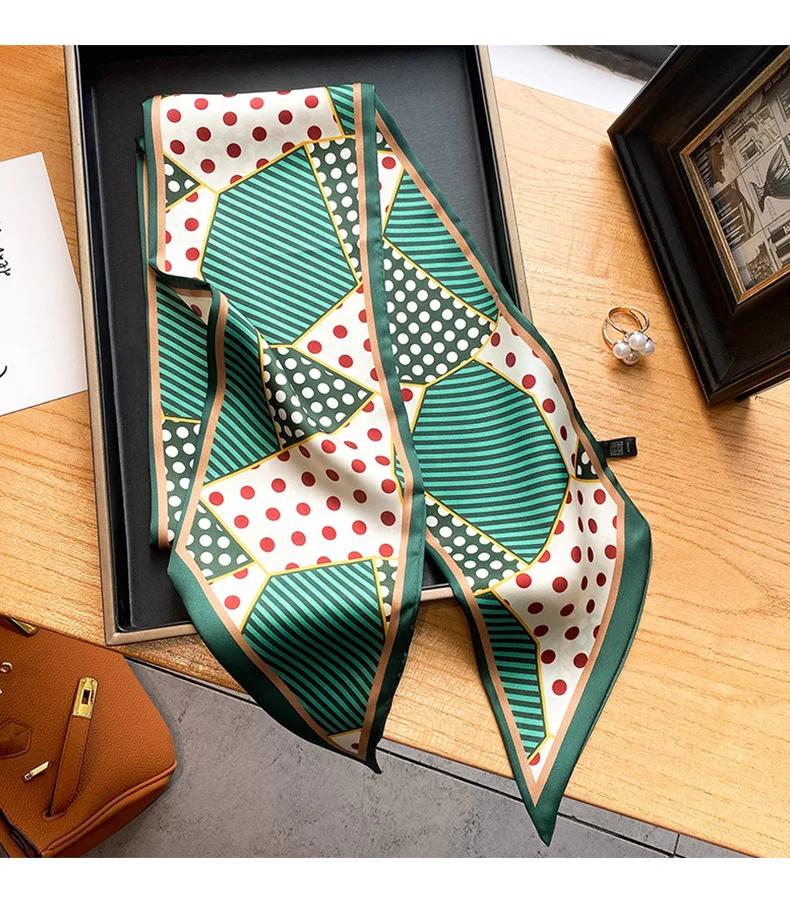 Длинный шелковый шарф-мешок, галстук, женская шея, узкие шарфы, повязка на голову, платок, принт лошади, брендовая женская шейная лента, весна, новинка