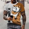 Men's Short Sleeved T-shirt 3D Cartoon Animal Muscle Fitness Pattern Short Sleeved Street Casual Daily Oversized Breathable Top