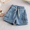 Однотонные рабочие шорты для мальчиков и девочек: Джинсовые капри для лета