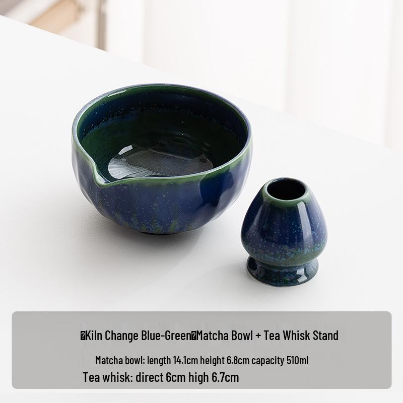 Handmade Japanese Matcha Ceramic Tea Bowl and Bamboo Whisking Tool