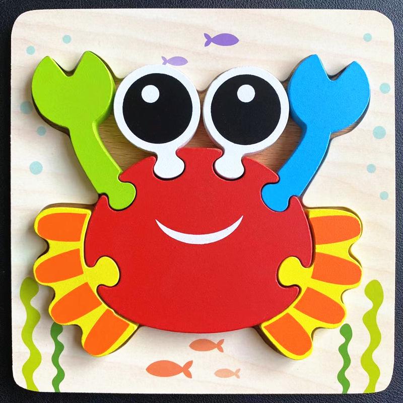 Children's 3D Wooden Animal Puzzle Board - Educational Toy for Early Learning