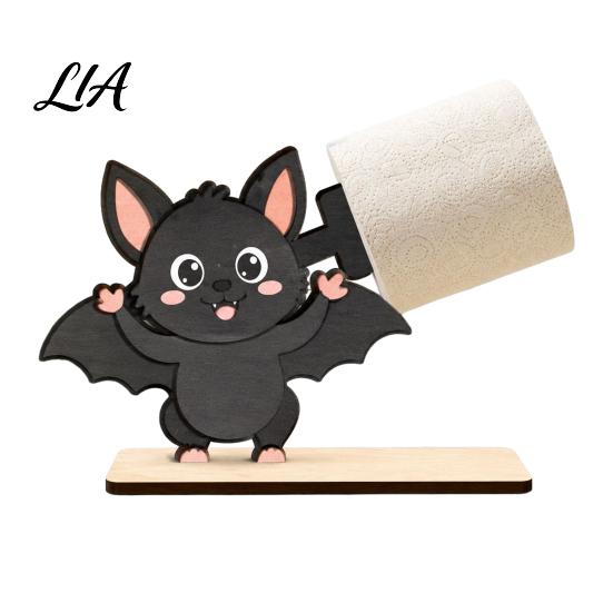 Spooky Bathroom Tissue Storage 2Pcs Halloween Paper Towel Holder, Cartoon Animal Tabletop Roll Dispenser, Wooden Desktop Dispenser Stand for