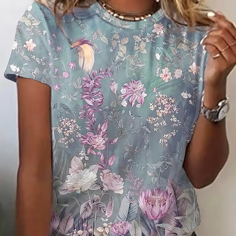 2024 модная женская футболка с 3D принтом бабочки и круглым воротником, с коротким рукавом, роскошная женская футболка большого размера, одежда Y2K для девочек