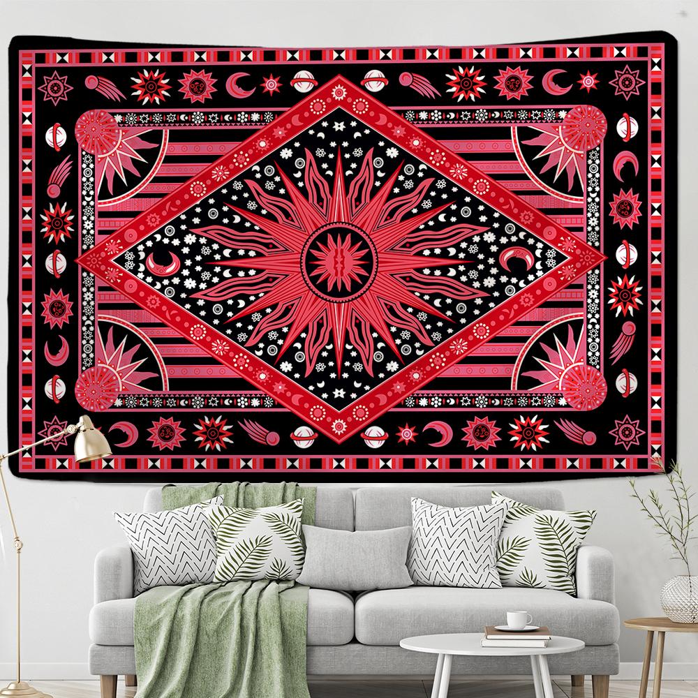 Гобелен «Горящее солнце» настенный в богемном стиле хиппи тапис колдовство Мандала домашний декор фон
