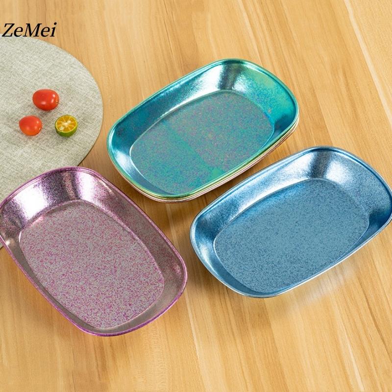 10 inch Pure Titanium Rectangle Dinner Plate,Heat-Resistant Home Salad Plate Dinner Dishes Dessert Tray Tableware,Kitchenware