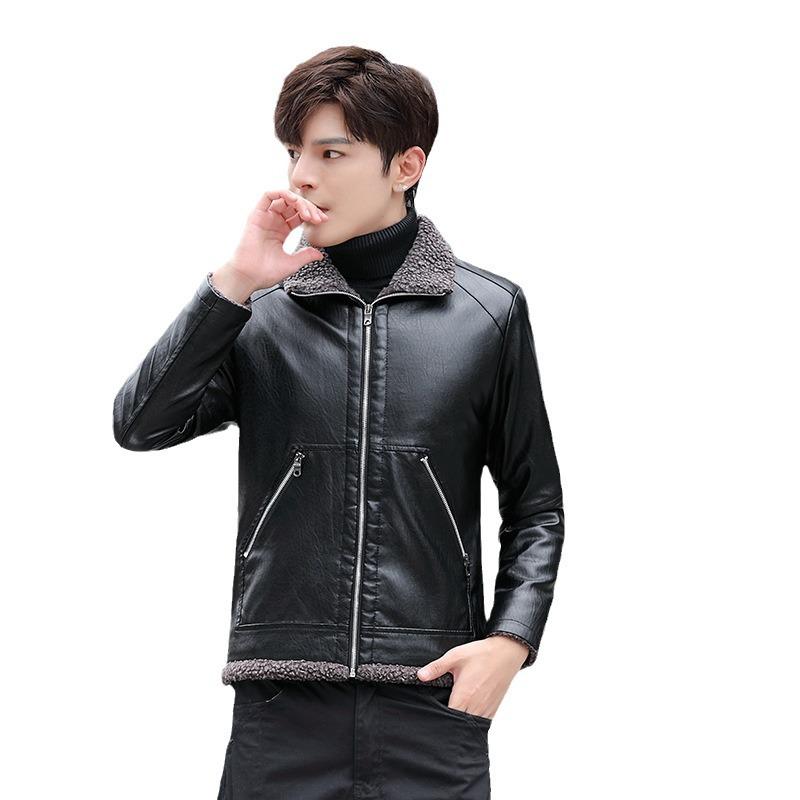 Winter Fleece Thickened Leather Jacket Men's Lapel Large Size Fur Jacket Sweater Integrated Men's Jacket