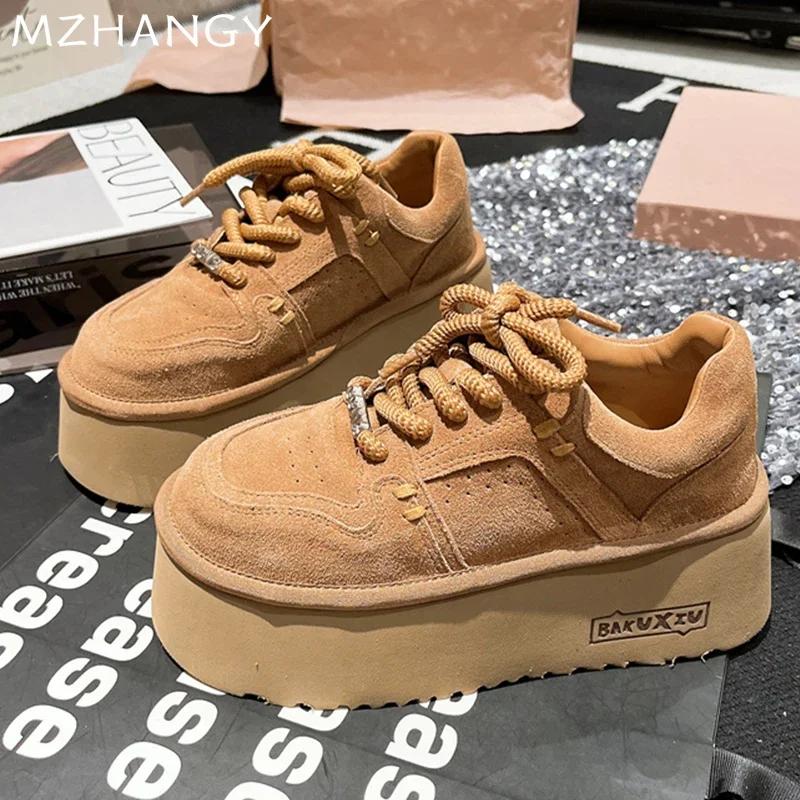 Женские кроссовки на платформе, повседневные ботильоны на плоской подошве, женская модная спортивная обувь 2024 года, зимние новые туфли-лоферы, Mujer Zapatillas