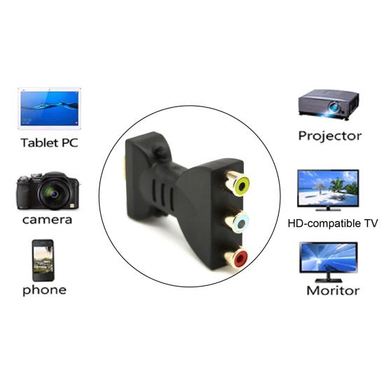 Video Audio Adapter Gold-plated High Resolution Portable HDMI-compatible to 3 RGB RCA AV Component Converter for TV