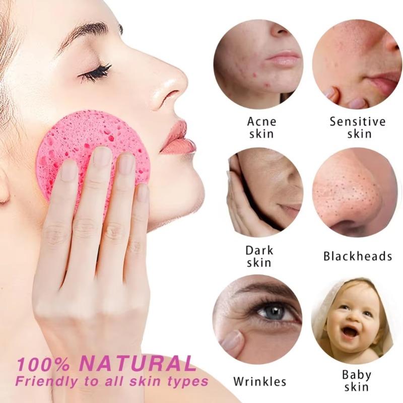 Compressed Wood Pulp Facial Sponges Flower Shape Exfoliating Face Cleanser Pads Soft Gentle for Daily Skin Care Makeup Remover