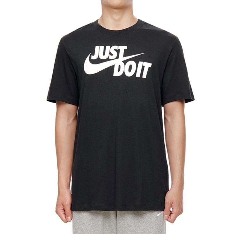 Nike Футболка Nsw Just Do It, повседневная спортивная футболка с коротким рукавом и круглым вырезом, мужские топы, черный AR5006-011
