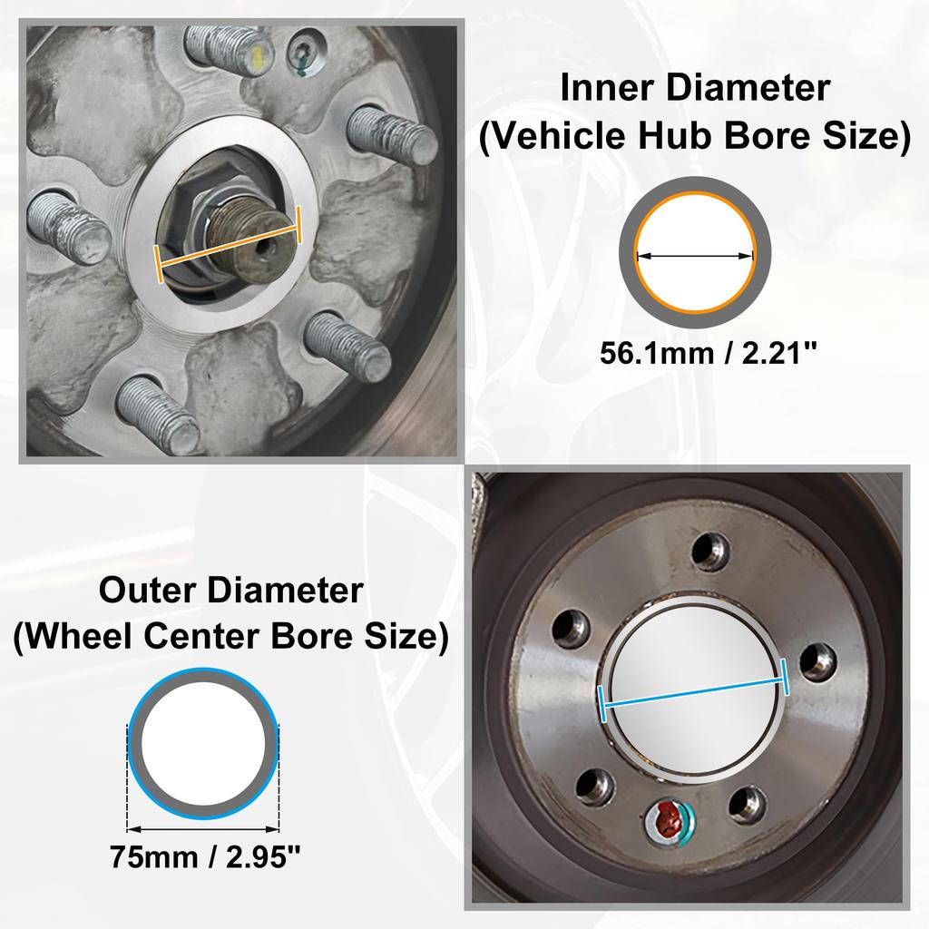 X AUTOHAUX Set of 4 OD 75mm to ID 56.1mm Aluminum Alloy Car Hub Centric Ring Wheel Borealis Spacer