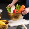 1pcs Gold Stainless Steel Hammer Point Fruit Bowl Salad Plate Egg Pot Thickened Baking Mixing Cooking Bowl Creative Decoration