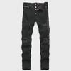 2024 Punk-Style Black Embroidered Slim Stretch Men's Skinny Jeans