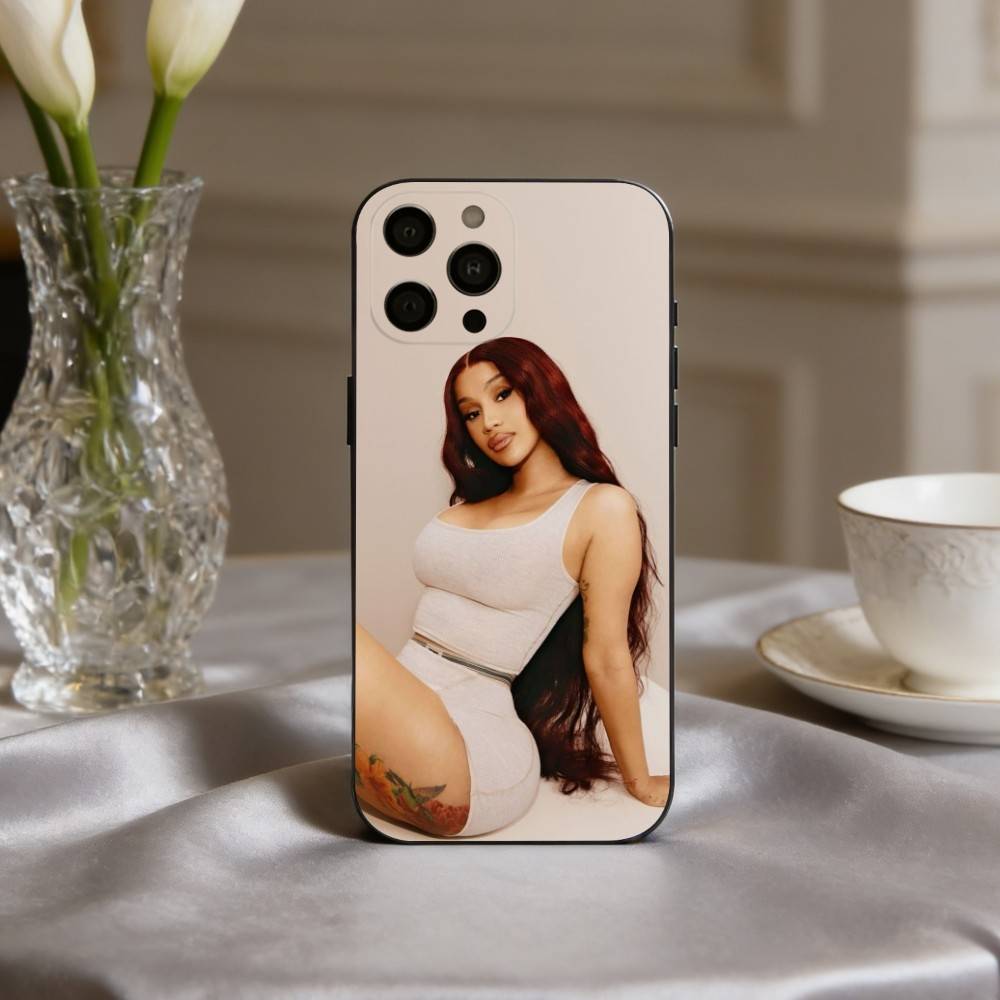 Уверенный C-Cardi B Певица Чехол для телефона Для iPhone 17pro,16,15,14,13,12,11 Plus,Pro Max,XS,Мягкий силиконовый Черный чехол
