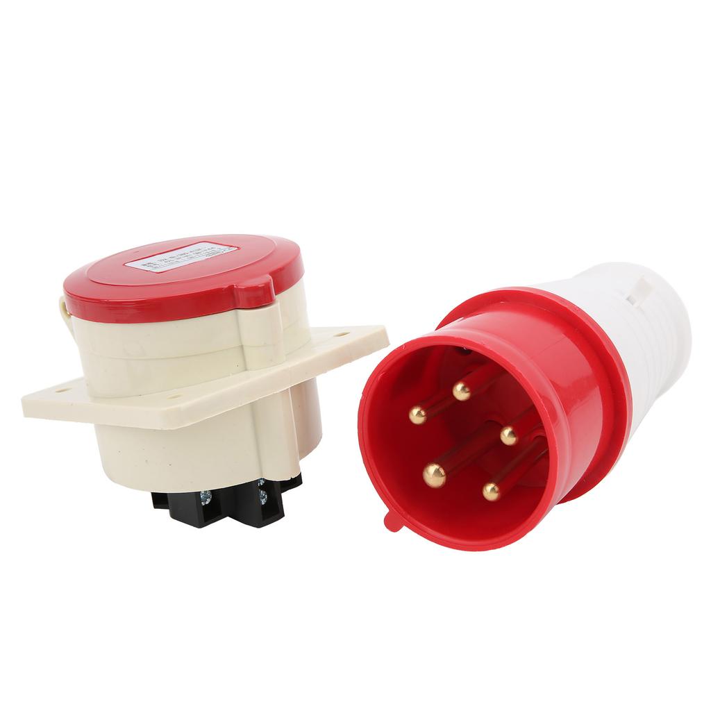 Industrial Plug Embedded Socket Set 5Pin 3Phase 380415V 32A 3P+N+E IP44 Insulated Shell 6h Mounted