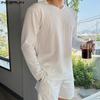 INCERUN Men Spring Long Sleeve Texture Tops Casual Loose Solid Pullovers