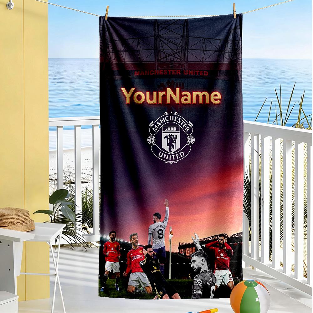 Manchester Customize Your Name Beach Towel Super Soft & Absorbent Suitable for Sports Travel Swimming Yoga Bathroom Beach And Pool