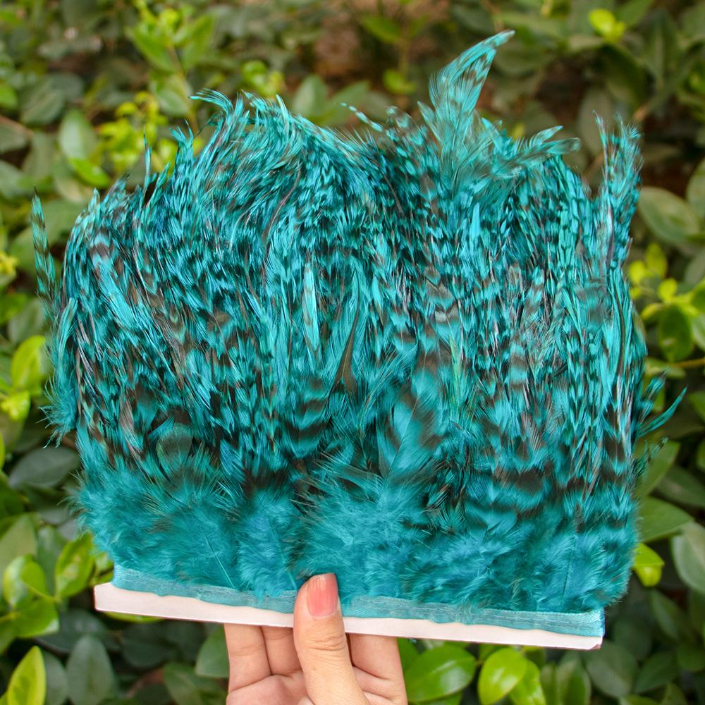 Перья1Метр Окрашенные Петушиные Куриные Перья Отделка 4-6 дюймов Натуральные Перья Фазана для Бахромы Ленты Рукоделия DIY Шитья Одежды Платья Декор