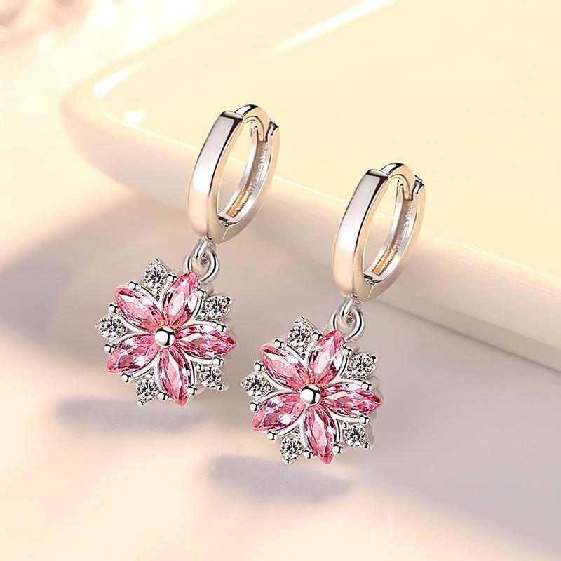 New Flower Zircon Earrings Temperament Petal Earrings
