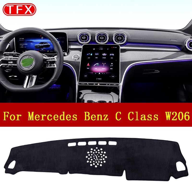 Фланелевая накладка на приборную панель автомобиля для Mercedes Benz C Class W206 220d C43 2022 2023 2024, противоскользящий коврик, солнцезащитный козырек для приборной панели
