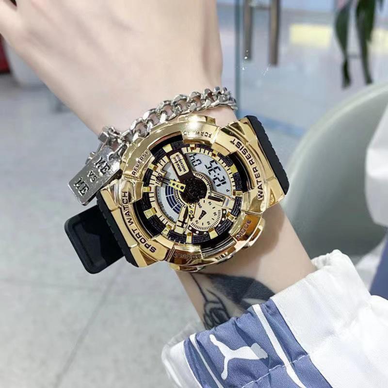 Мужские электронные часы, роскошные водонепроницаемые многофункциональные светящиеся спортивные наручные часы с искусственной кожей