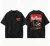 Мужская футболка Marlboro с винтажной стиркой, с принтом ковбоя спереди и сзади
