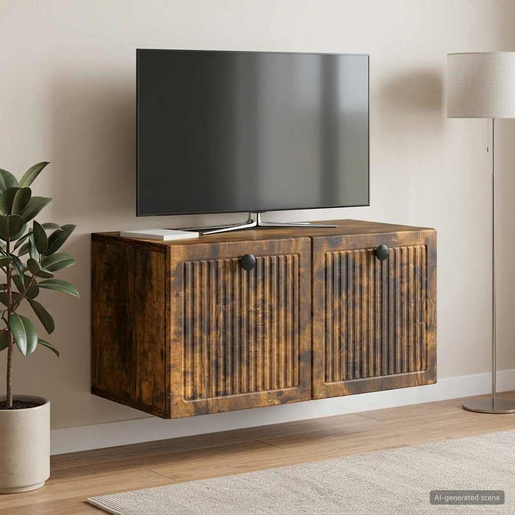Wall Mounted TV Cabinet Smoked Oak 59.5 x 31 x 30 cm