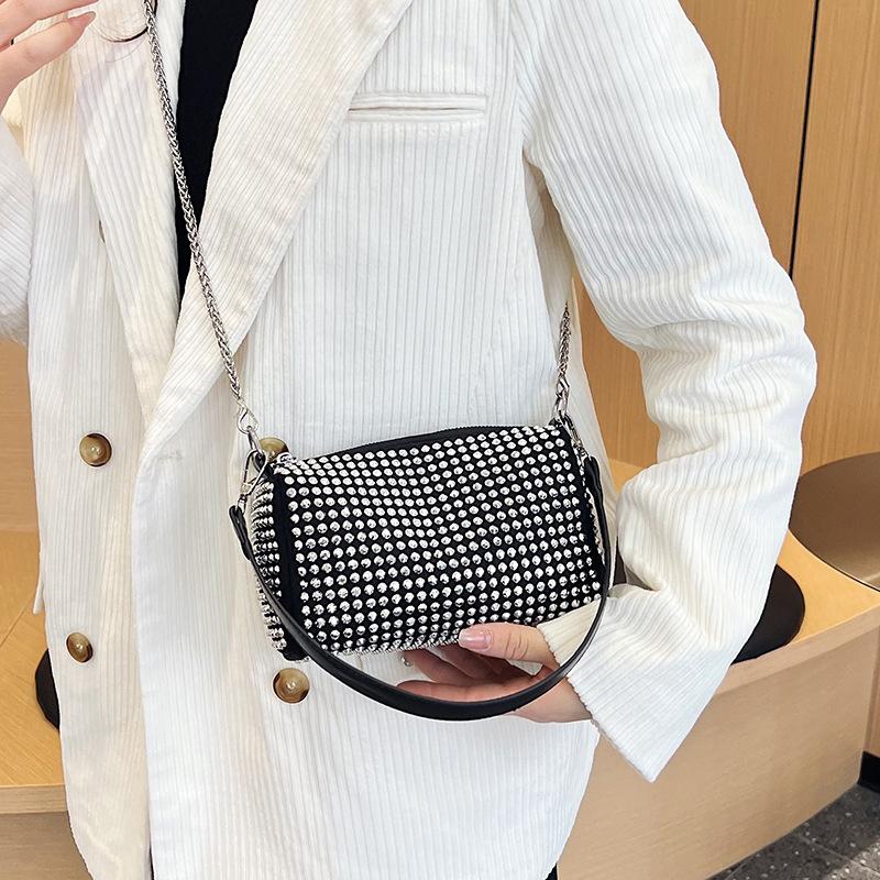 Rhinestone Luxury Evening Bag Ladies Cylinder Diamond Crossbody Bag Party Fashion Handbag Designer Shoulder Bag For Women