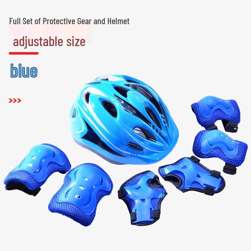 Детский комплект защитной экипировки для скейтборда и велосипеда с защитным шлемом и наколенниками