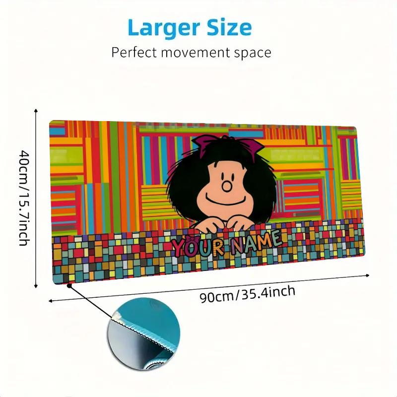 Retro Cartoon Girl Name Custom Name Large Size Mouse Pad Gaming Table Cushion Nonslip Laptop Tablet Big XXL Mat Mini PC Playmat With Lock edge