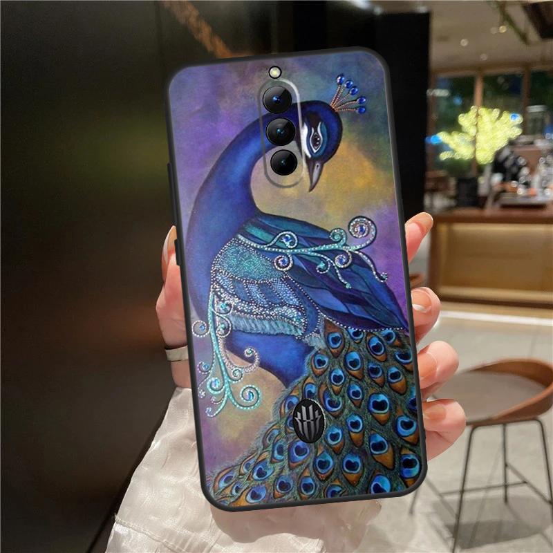 Bird Peacock Feather Case For ZTE Nubia Red Magic 11 10 9 8 9S 8S 10S Pro Plus 6 7 6S 7S For RedMagic 10 Air Cover