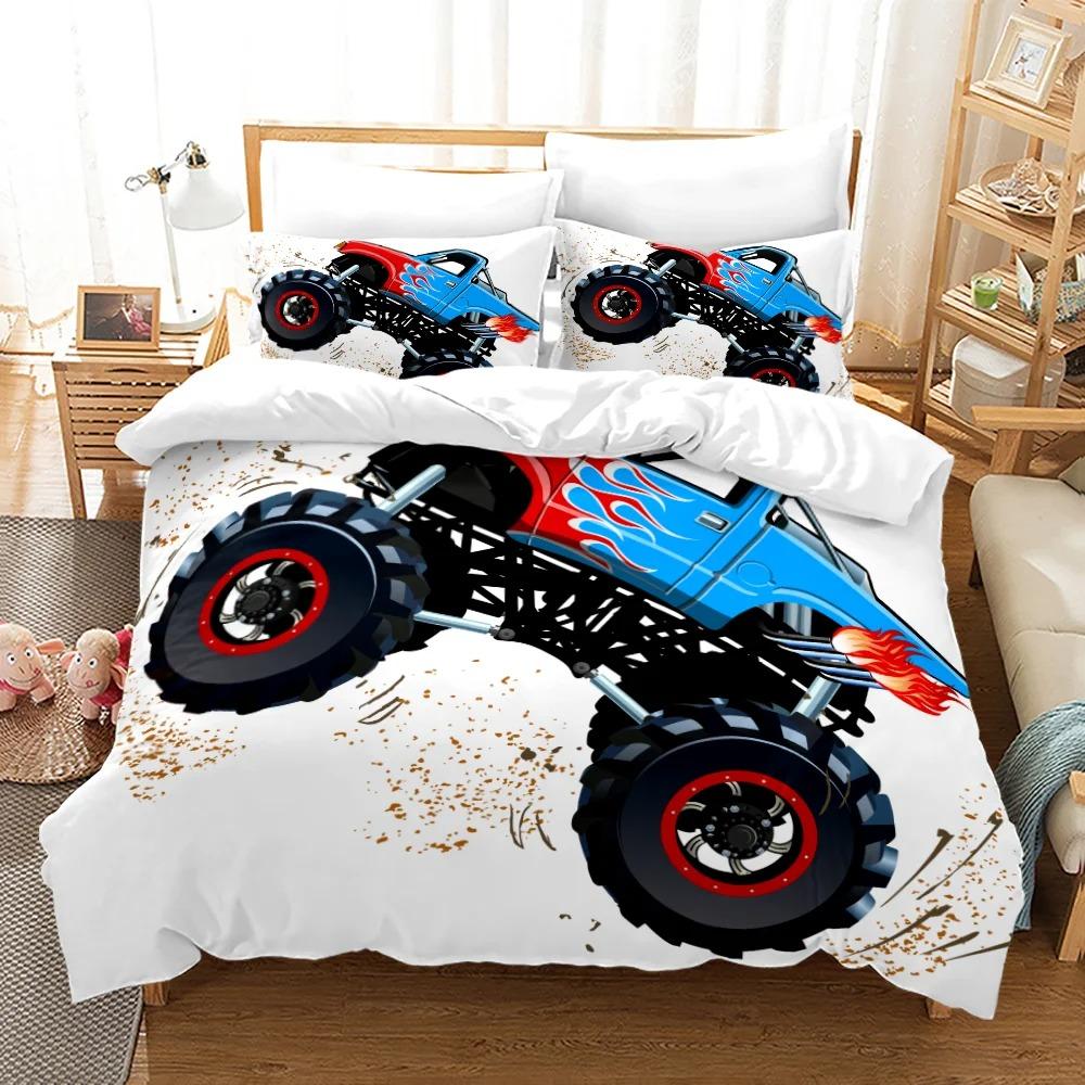 Monster Jam Bedding Set Single Twin Full Queen King Size Monster Jam F1 Bed Set Aldult Kid Bedroom Duvetcover Sets 3D Print 022