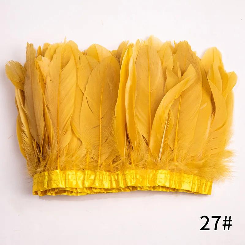 2M/Lot Real Geese Feather Fringe Ribbons Goose Feathers Trim Dyed for Dress Skirt Cloth Belt Decorative Clothing