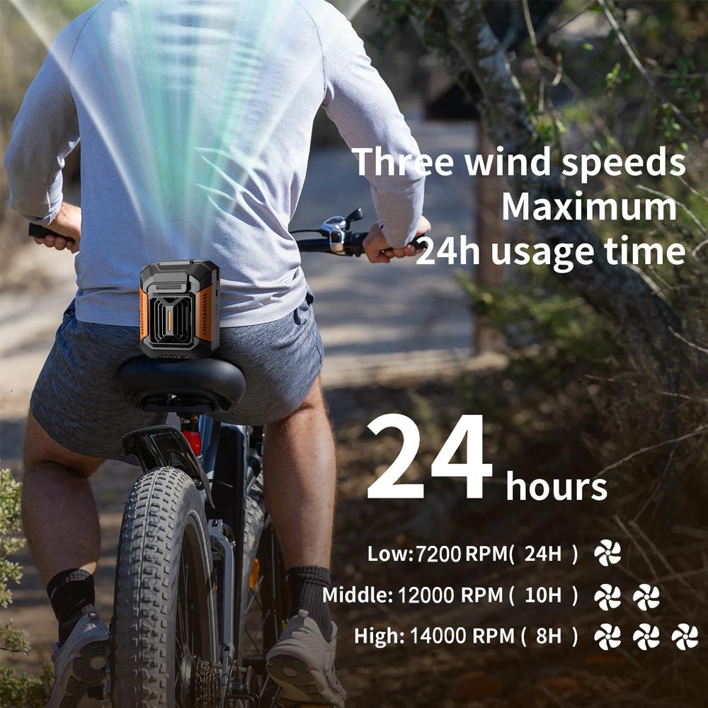 Персональный вентилятор с креплением на пояс 4000 мАч, перезаряжаемый вентилятор для тела, портативный внешний аккумулятор, фонарик, поясной вентилятор для работ на открытом воздухе, походов, кемпинга