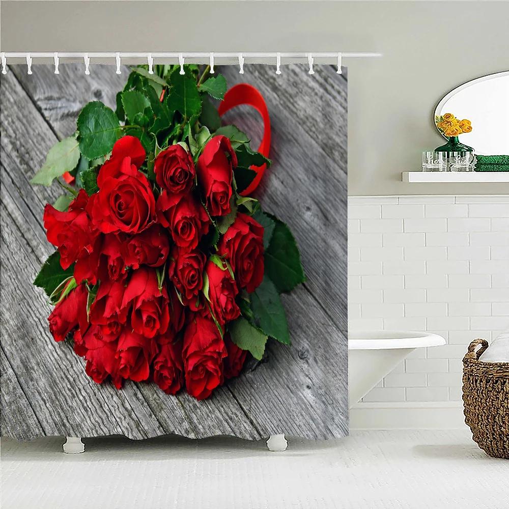 3D Подсолнухи Желтые Цветы Акула Шторки для душа Ванная комната Водонепроницаемая Занавеска для ванны Полиэстеровая ткань с крючками Декор Защитный экран для ванны