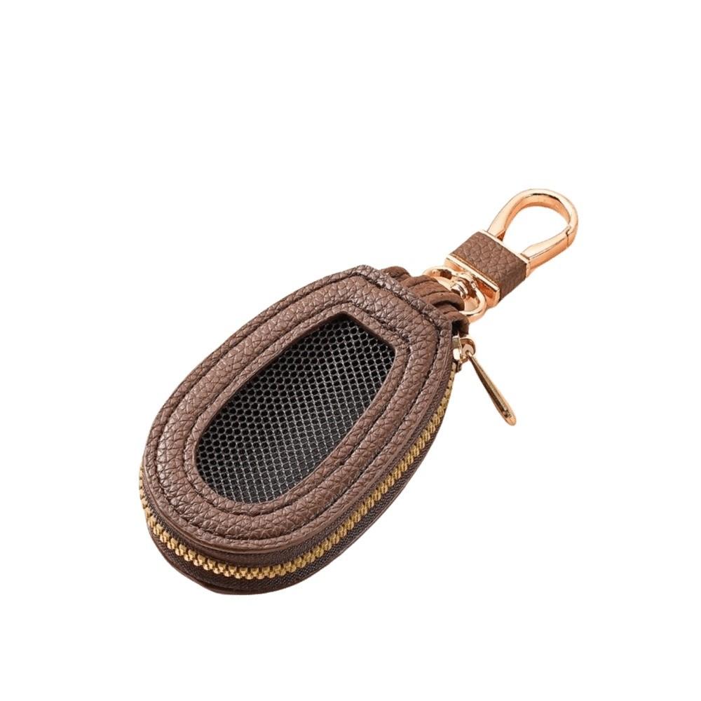 Transparent Mesh Leather Key Case Multifunctional Keychain Holder Practical Car Key Bag Unisex